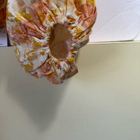 AMALIE SHOWPO NEW Emerita Linen Floral Off Shoulder Twist Crop Top Cotton 10 - Picture 7 of 16